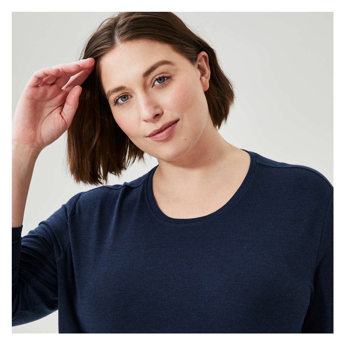 Women+ Long Sleeve Active Tee in Navy Mix from Joe Fresh